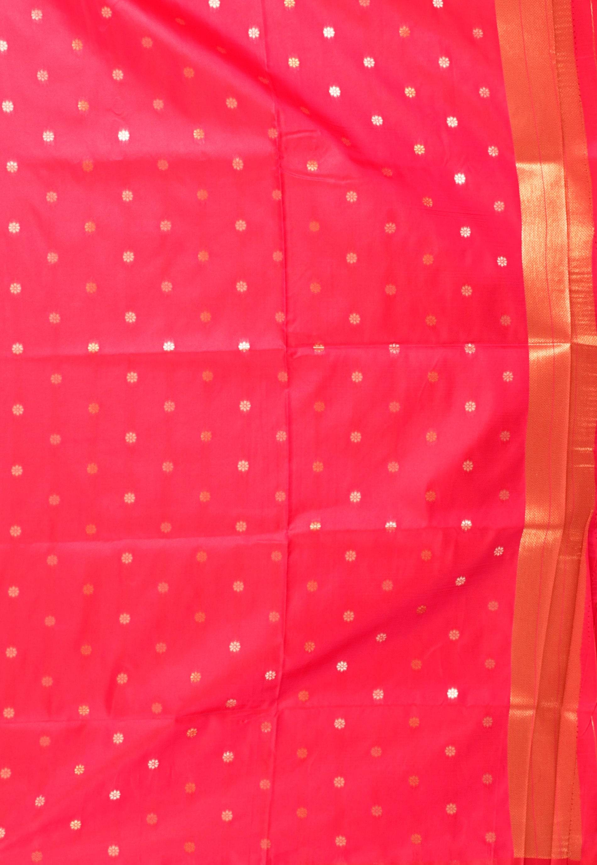 Rani Pink Katan Silk Saree With Blouse Piece - Adi Akshoy & Co.