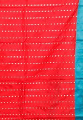 Red with Rama Green Border Katan Pure Silk Saree With Blouse Piece - Adi Akshoy & Co.