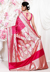 Rani Pink Wedding Banarasi Silk Saree with Blouse Piece - Adi Akshoy & Co.