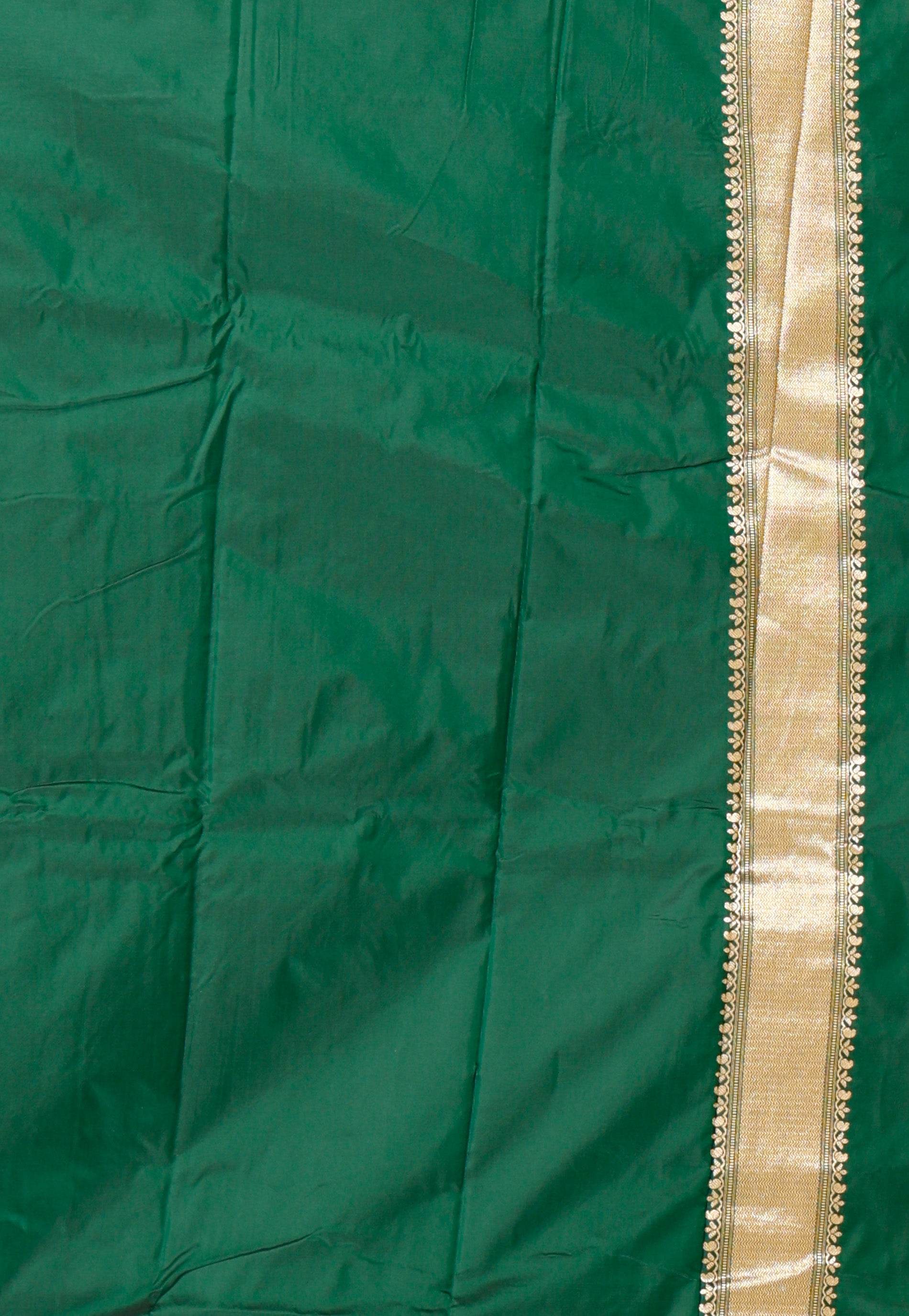 Maroon with Bottle Green Border Kanjivaram Silk Saree With Blouse Piece - Adi Akshoy & Co.