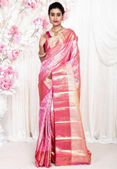 Rani Brocade with Rani Pink Border Tissue Kanjivaram Pure Silk Saree With Blouse Piece - Adi Akshoy & Co.