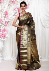 Black Tissue Gadwal Pure Silk Saree With Blouse Piece - Adi Akshoy & Co.