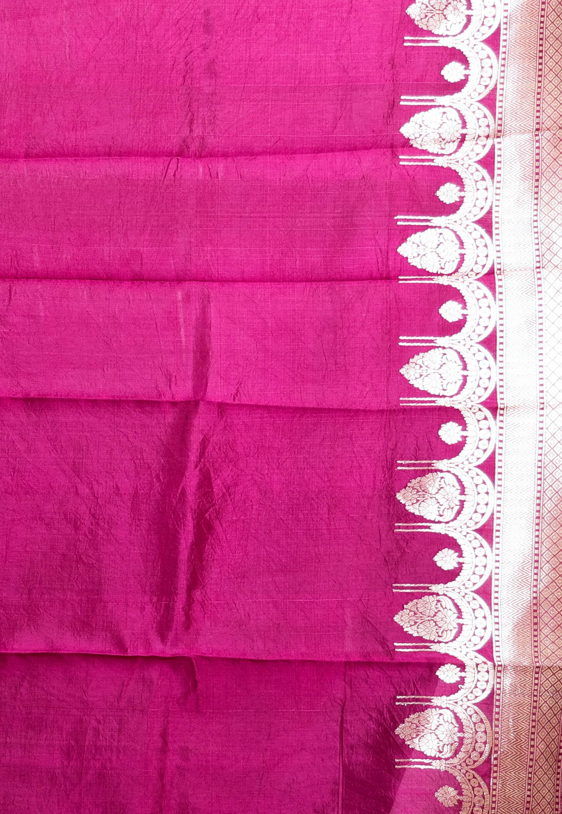 Magenta Katan Pure Silk Saree With Blouse Piece - Adi Akshoy & Co.