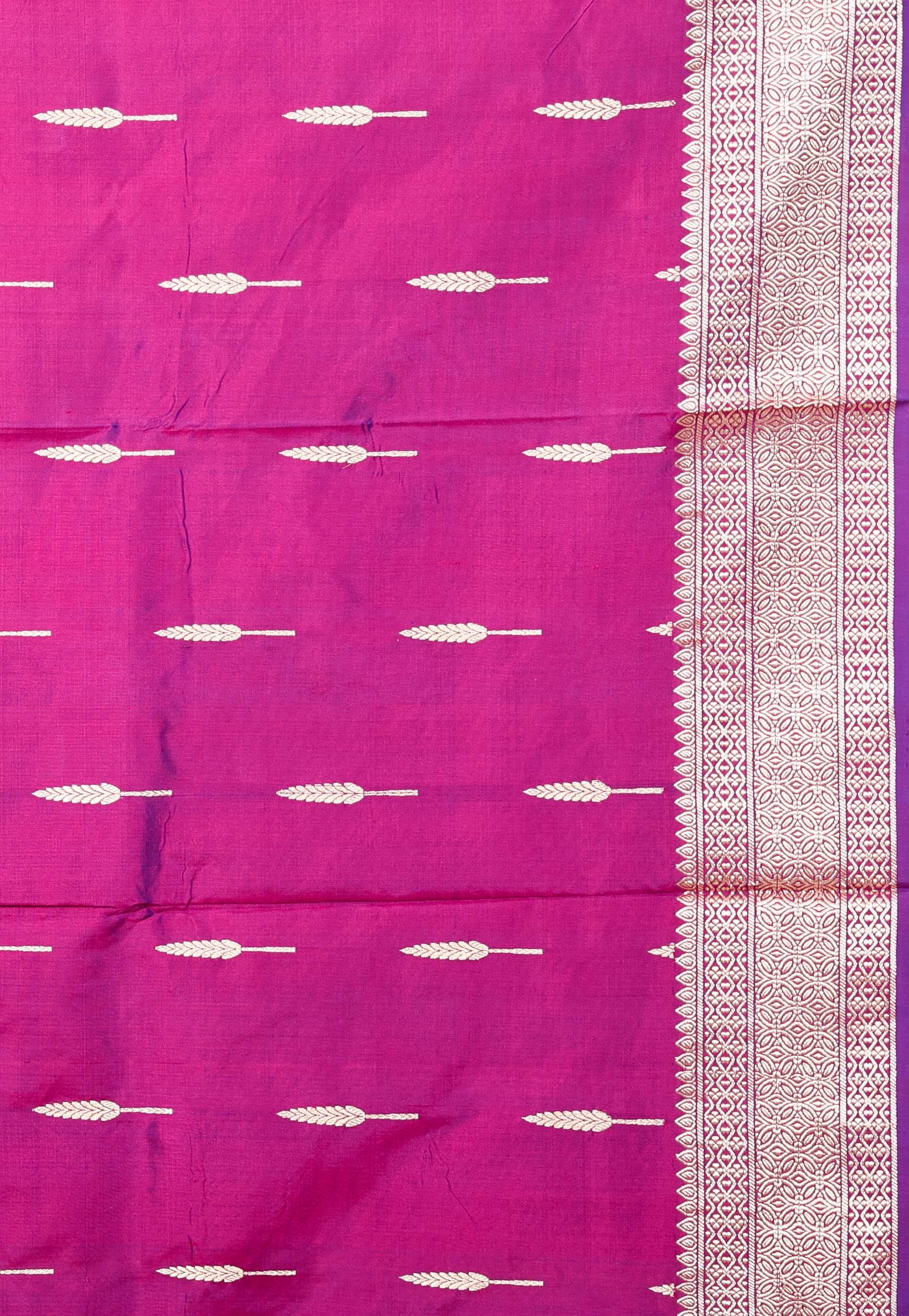 Magenta Katan Pure Silk Saree With Blouse Piece - Adi Akshoy & Co.