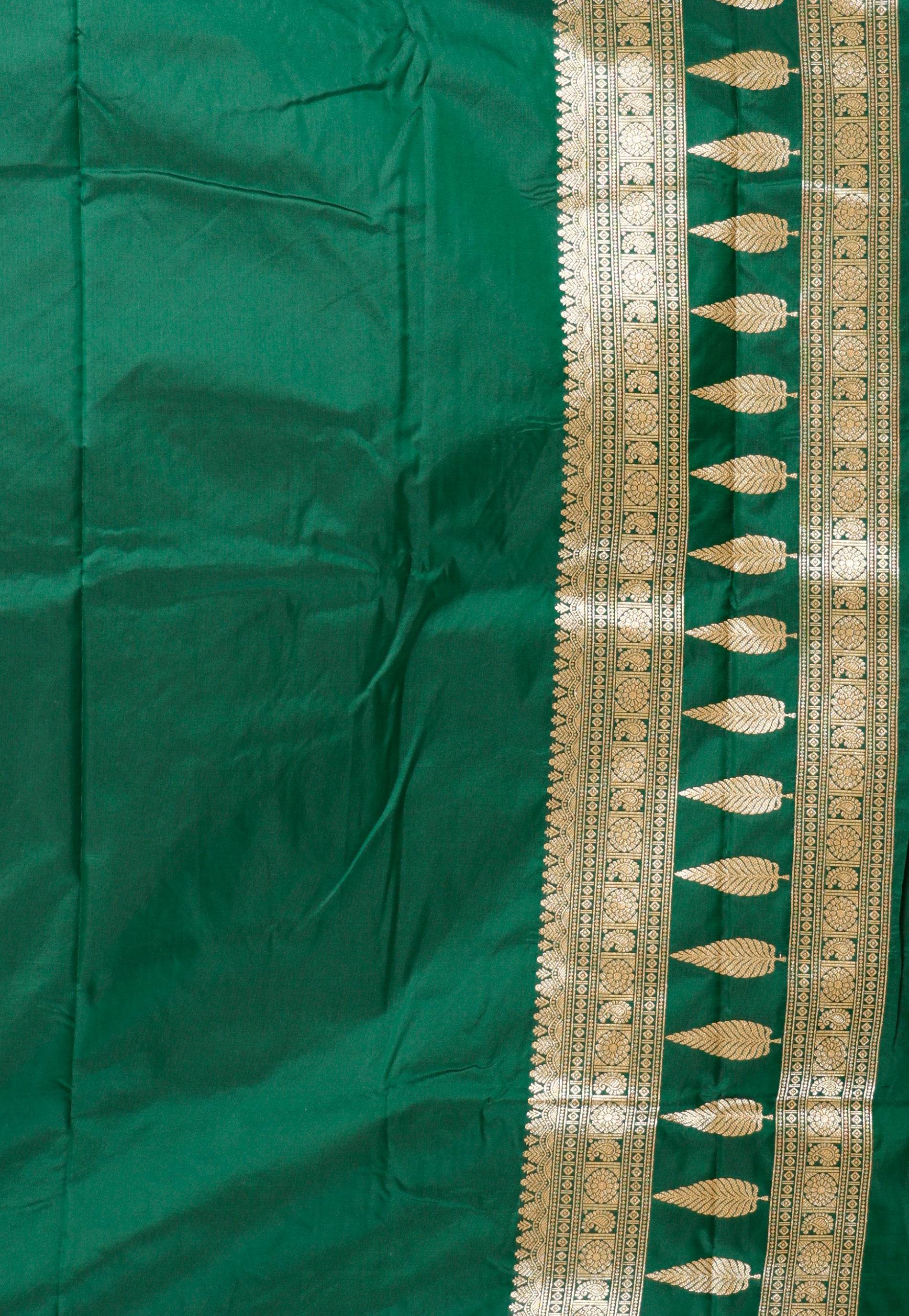 Magenta with Bottle Green Border Kanjivaram Silk Saree With Blouse Piece - Adi Akshoy & Co.