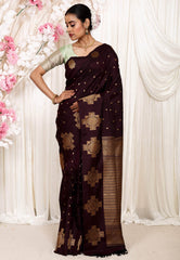 Maroon Gadwal Pure Silk Saree With Blouse Piece - Adi Akshoy & Co.