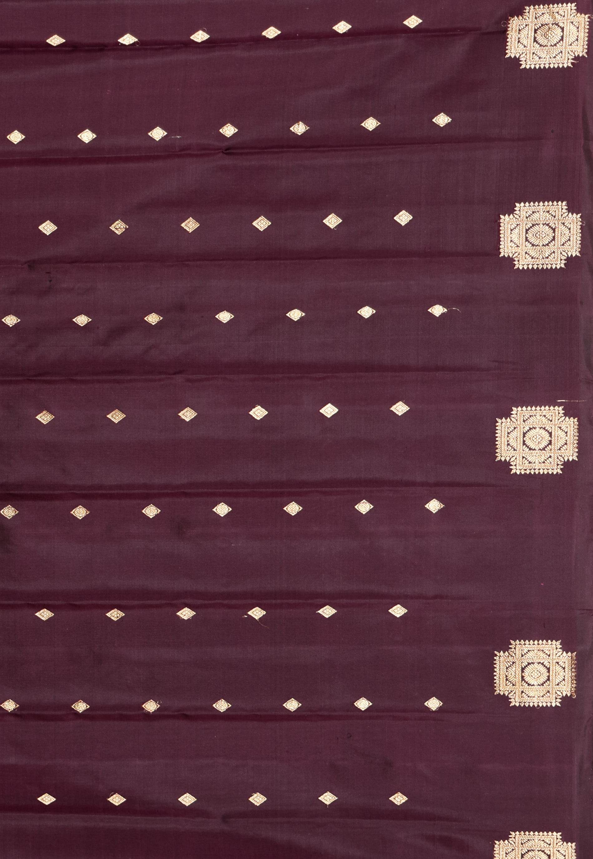 Maroon Gadwal Pure Silk Saree With Blouse Piece - Adi Akshoy & Co.