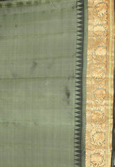 Magenta with Olive Green Border Gadwal Pure Silk Saree With Blouse Piece - Adi Akshoy & Co.