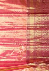 Golden Brocade with Magenta Border Tissue Kanjivaram Pure Silk Saree With Blouse Piece - Adi Akshoy & Co.