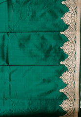 Bottle Green Katan Pure Silk Saree With Blouse Piece - Adi Akshoy & Co.
