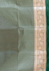 Bottle Green Wedding Banarasi Silk Saree with Blouse Piece - Adi Akshoy & Co.