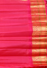 Parrot Green with Rani Pink Border Gadwal Pure Silk Saree With Blouse Piece - Adi Akshoy & Co.