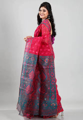 Rani Dhakai Jamdani Cotton Saree without Blouse Piece - Adi Akshoy & Co.