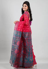 Rani Dhakai Jamdani Cotton Saree without Blouse Piece - Adi Akshoy & Co.