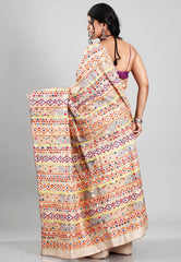 Tussar Colour Pure Tussar Silk Kantha Saree With Blouse Piece - Adi Akshoy & Co.