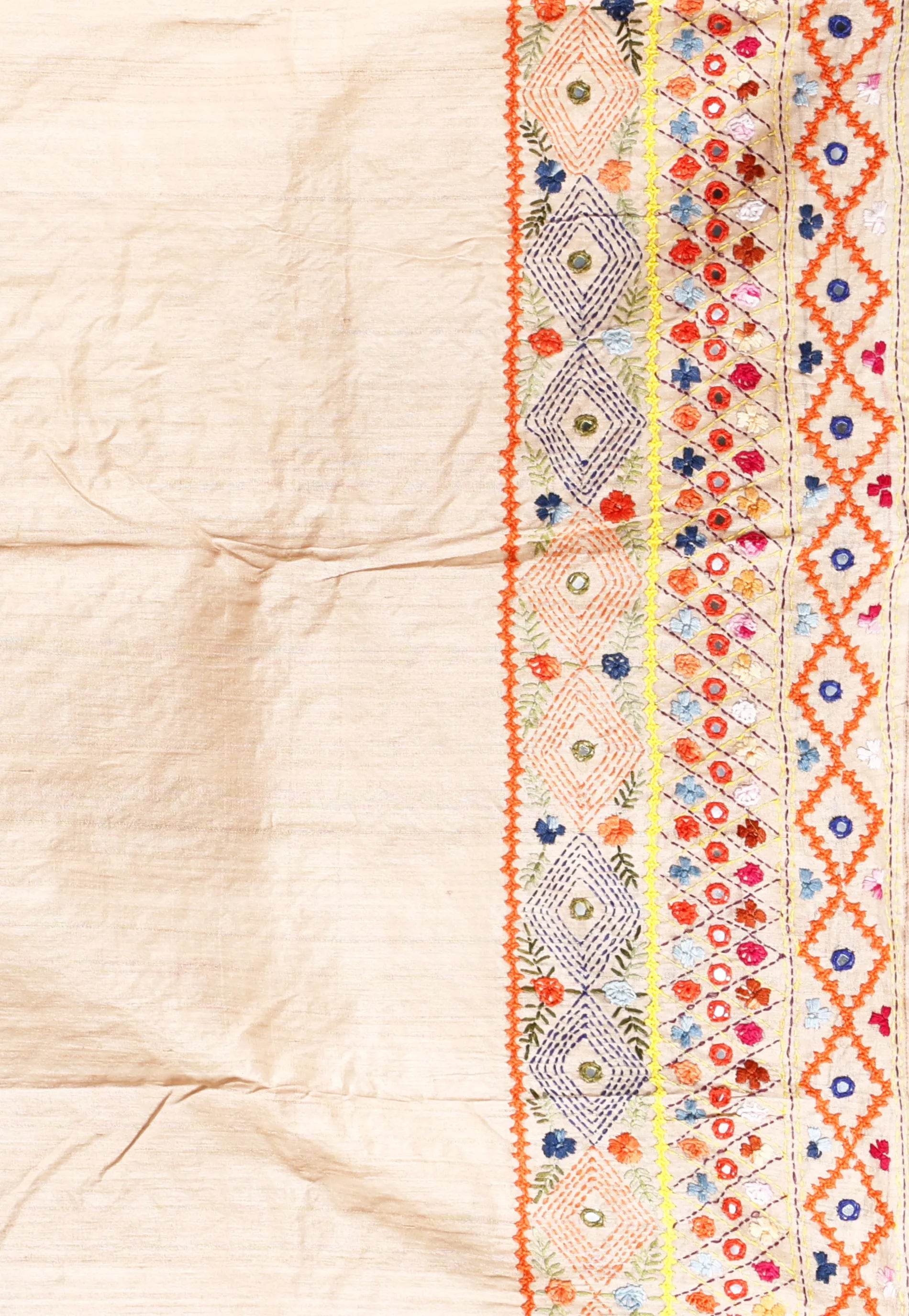 Tussar Colour Pure Tussar Silk Kantha Saree With Blouse Piece - Adi Akshoy & Co.