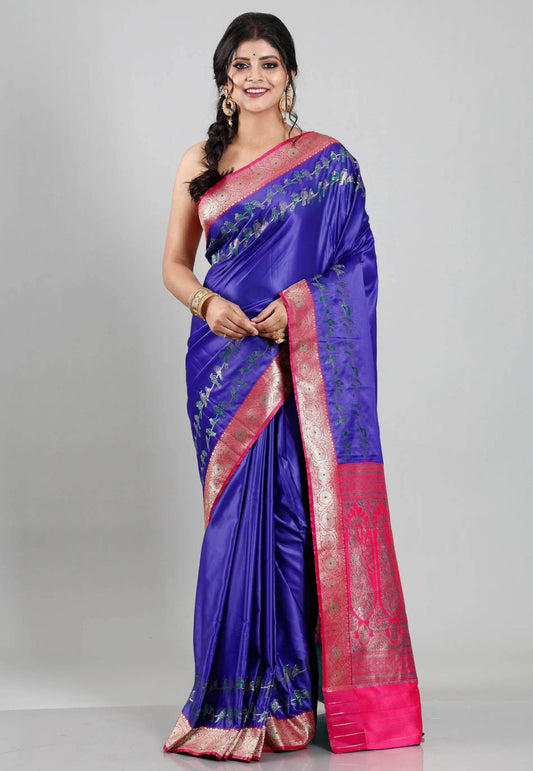 Purple with Rani Border Mashru Silk Saree with Blouse Piece - Adi Akshoy & Co.