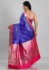Purple with Rani Border Mashru Silk Saree with Blouse Piece - Adi Akshoy & Co.
