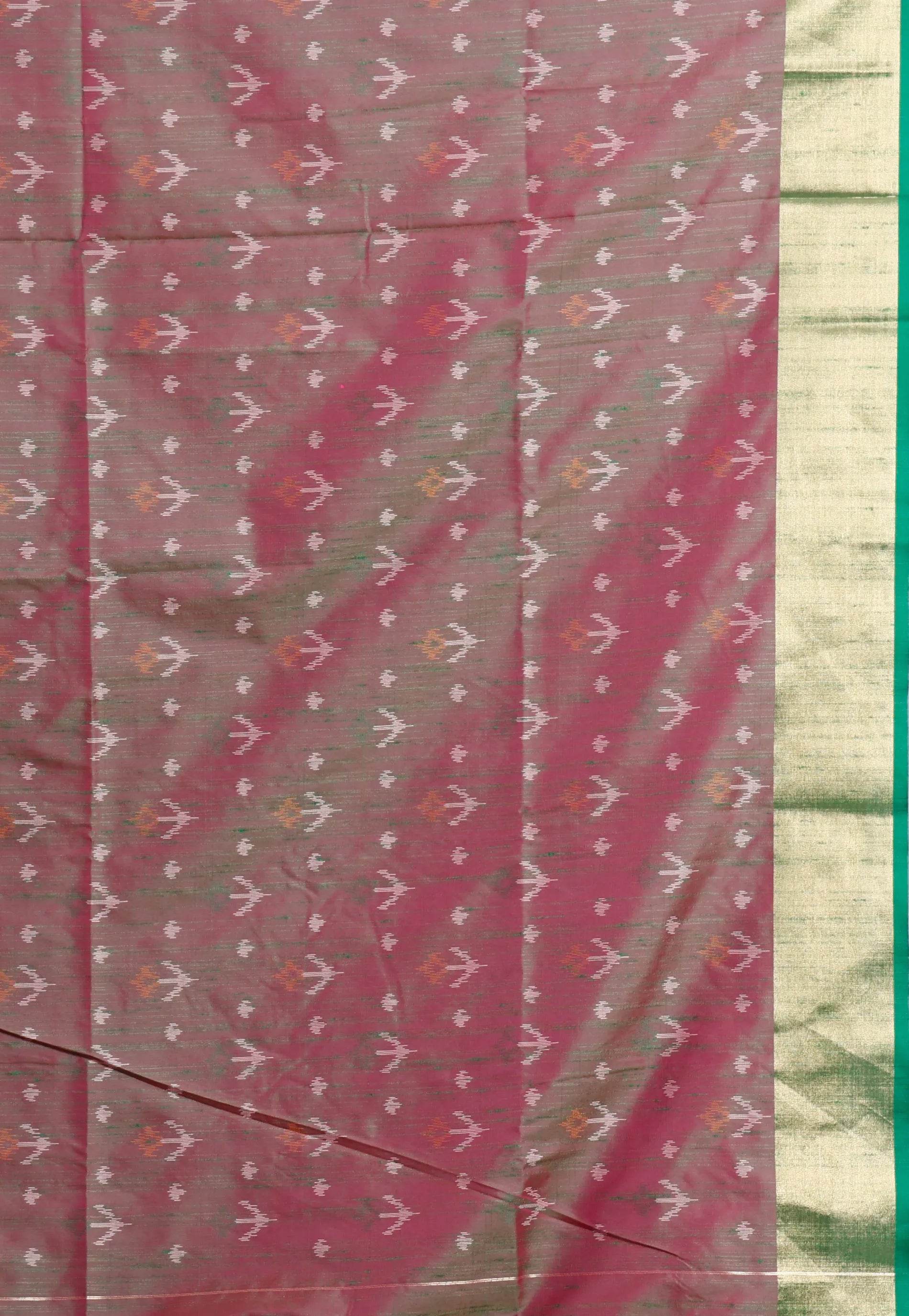 Rani Pink Ikkat Silk Saree With Blouse Piece - Adi Akshoy & Co.