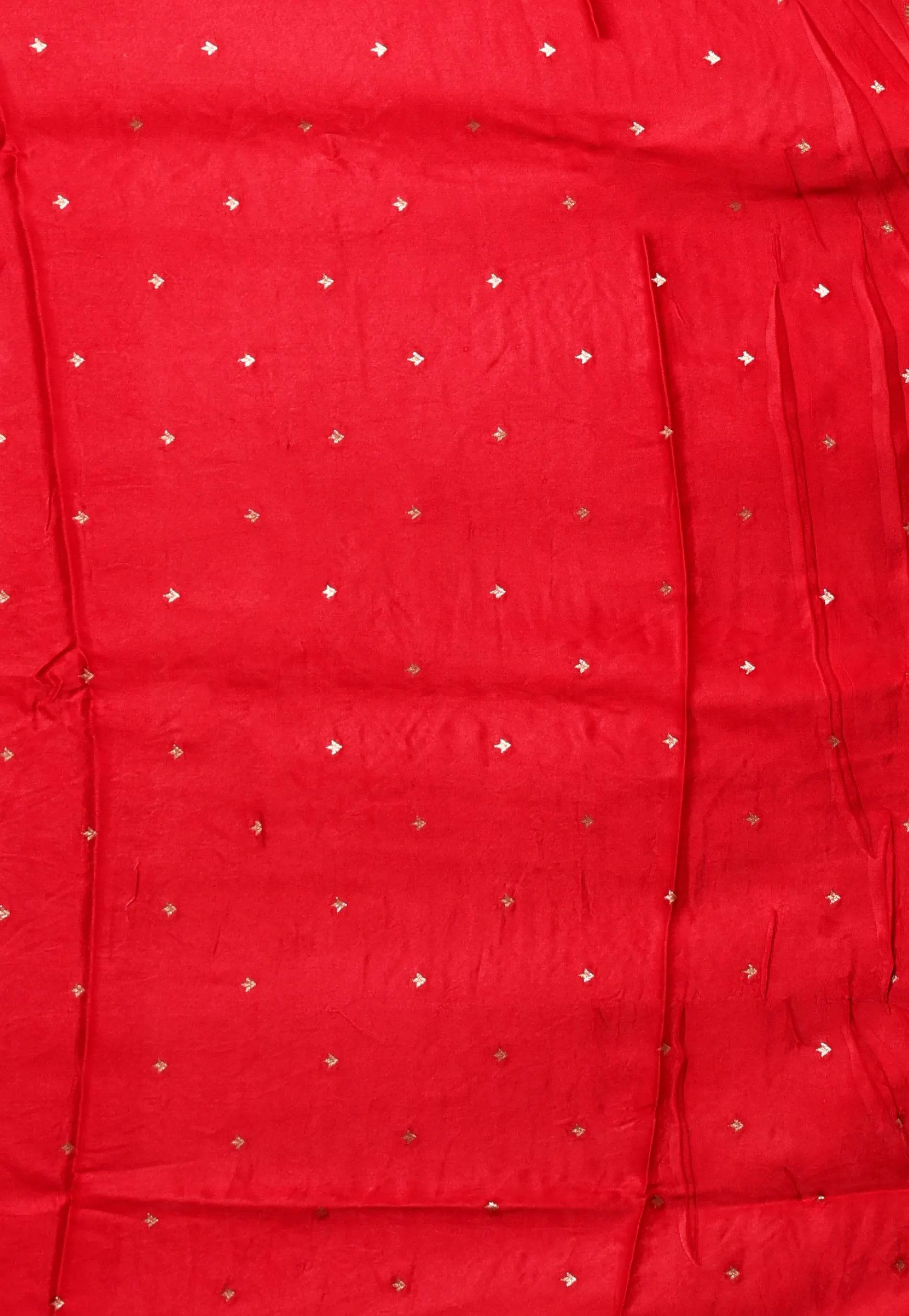 Off White with Red Border Mashru Silk Saree with Blouse Piece - Adi Akshoy & Co.