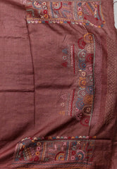 Brown Colour Pure Tussar Silk Kantha Saree With Blouse Piece - Adi Akshoy & Co.