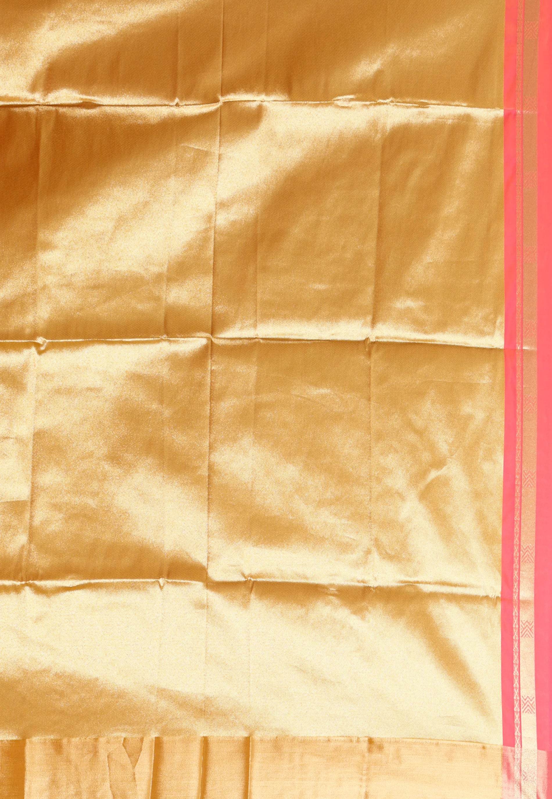 Cross Pink Katan Silk Saree With Blouse Piece - Adi Akshoy & Co.