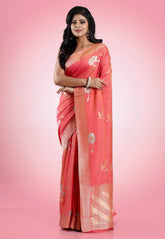 Cross Pink Mashru Silk Saree with Blouse Piece - Adi Akshoy & Co.