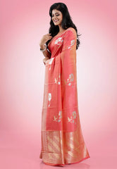 Cross Pink Mashru Silk Saree with Blouse Piece - Adi Akshoy & Co.