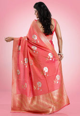 Cross Pink Mashru Silk Saree with Blouse Piece - Adi Akshoy & Co.