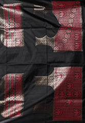 Black with Red Border Mashru Silk Saree with Blouse Piece - Adi Akshoy & Co.
