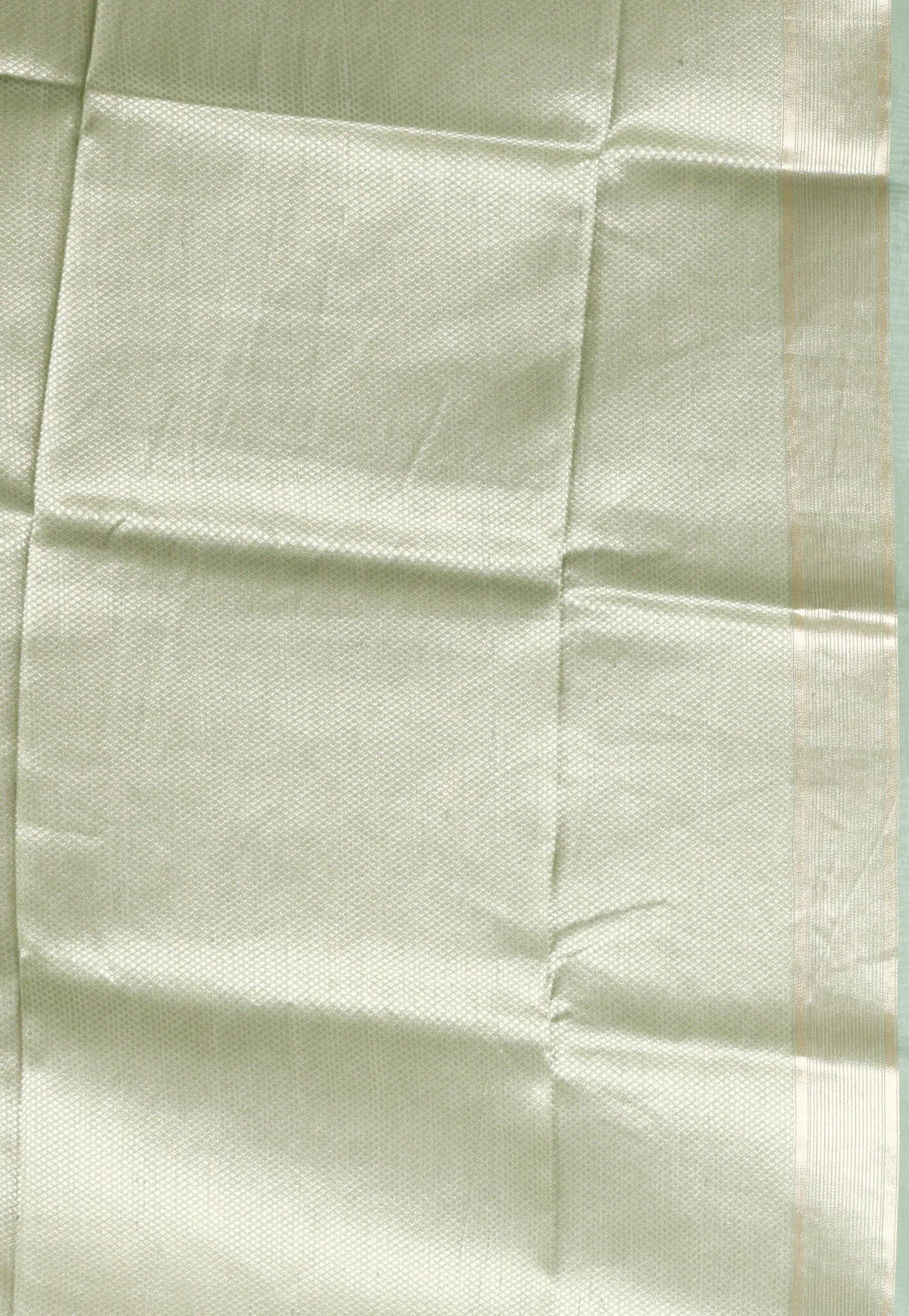 Sea Green Tussar Silk Saree with Blouse Piece - Adi Akshoy & Co.