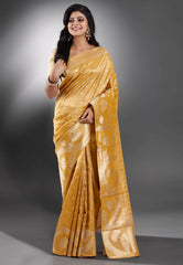 Golden Tissue Silk Saree with Blouse Piece - Adi Akshoy & Co.
