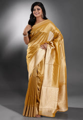 Golden Tissue Silk Saree with Blouse Piece - Adi Akshoy & Co.