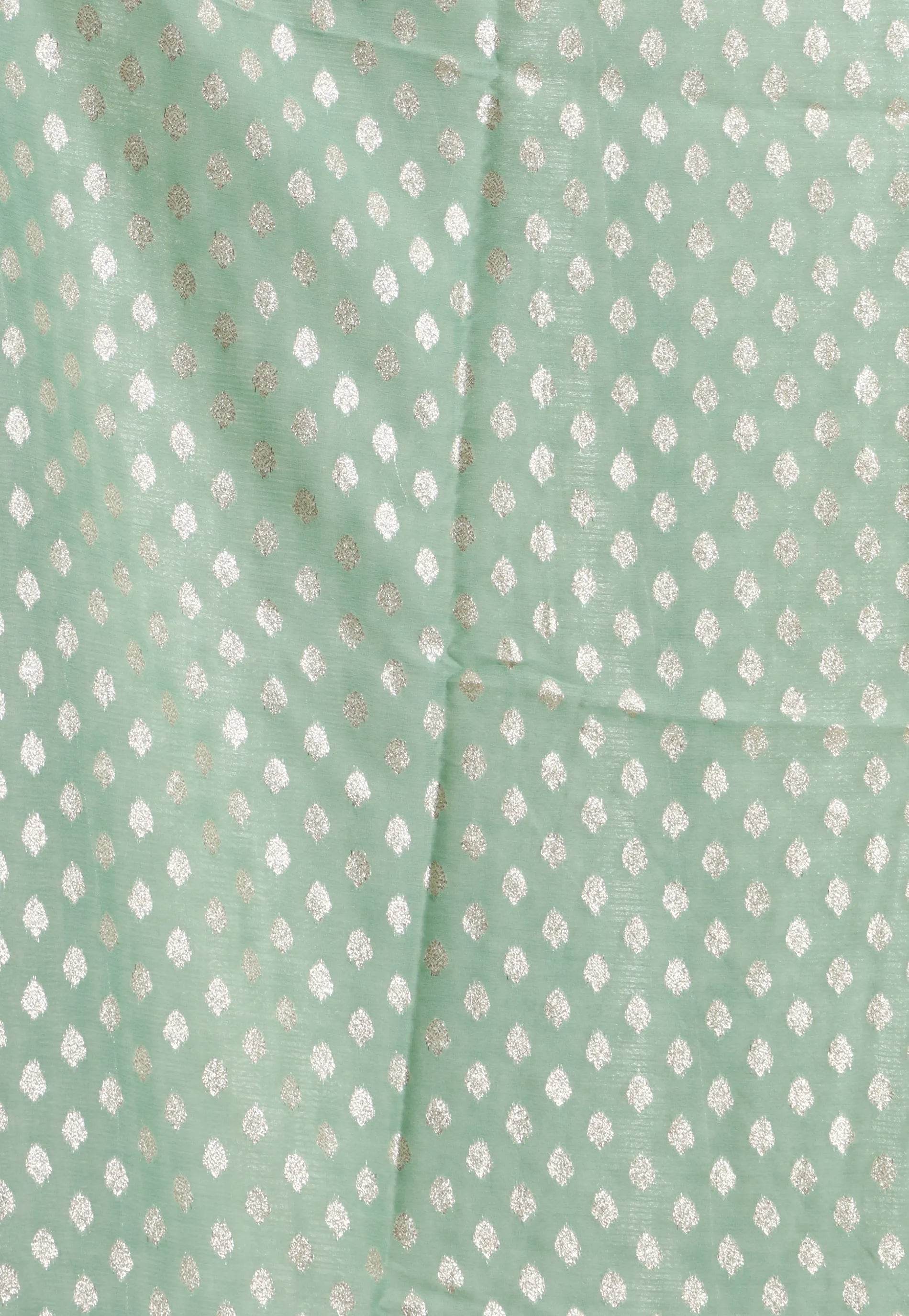 Pastel Green Tissue Silk Saree with Blouse Piece - Adi Akshoy & Co.