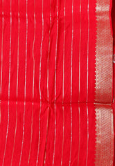 Red Katan Silk Saree With Blouse Piece - Adi Akshoy & Co.
