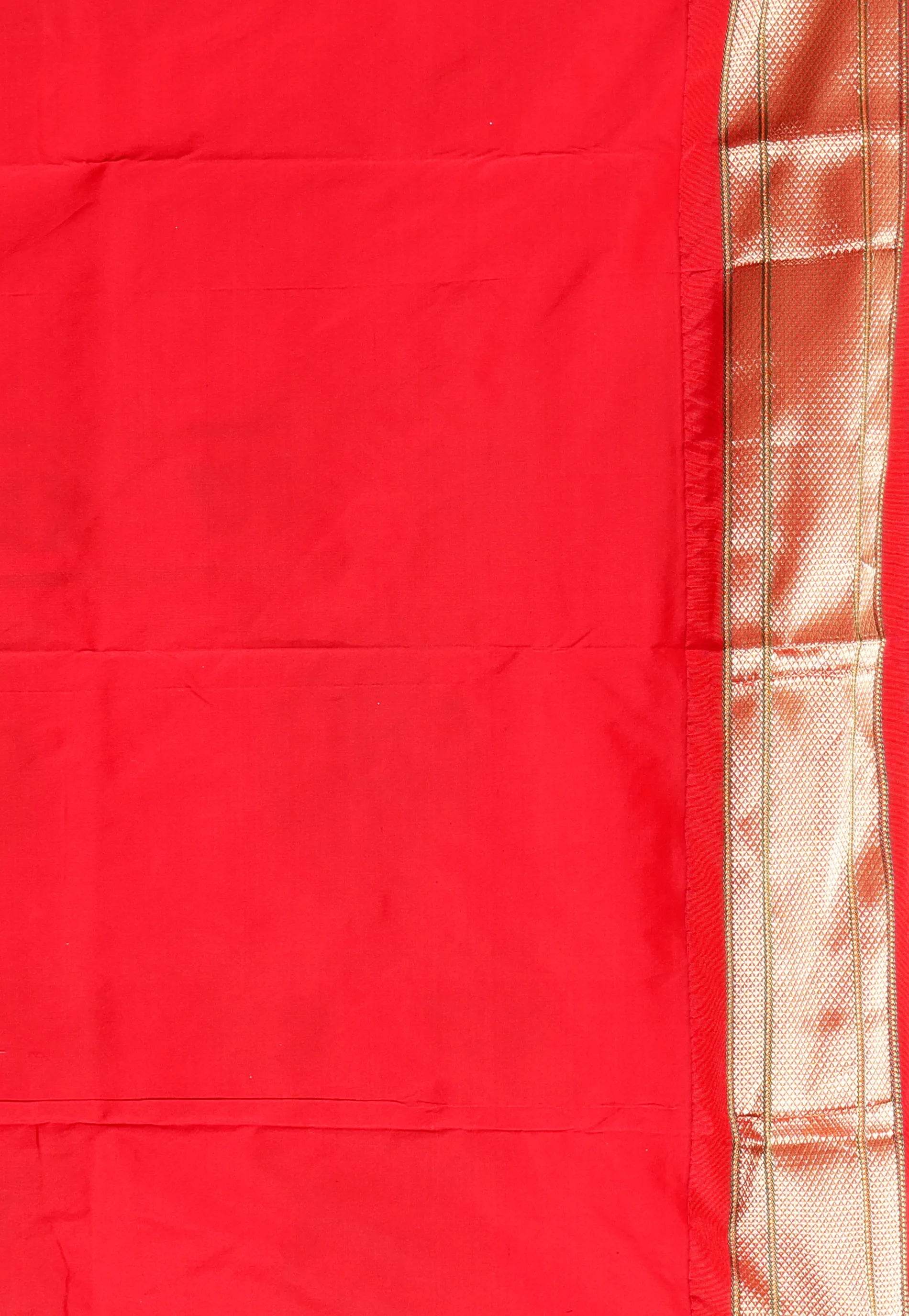 Purple with Red Border Paithani Pure Silk Saree With Blouse Piece - Adi Akshoy & Co.