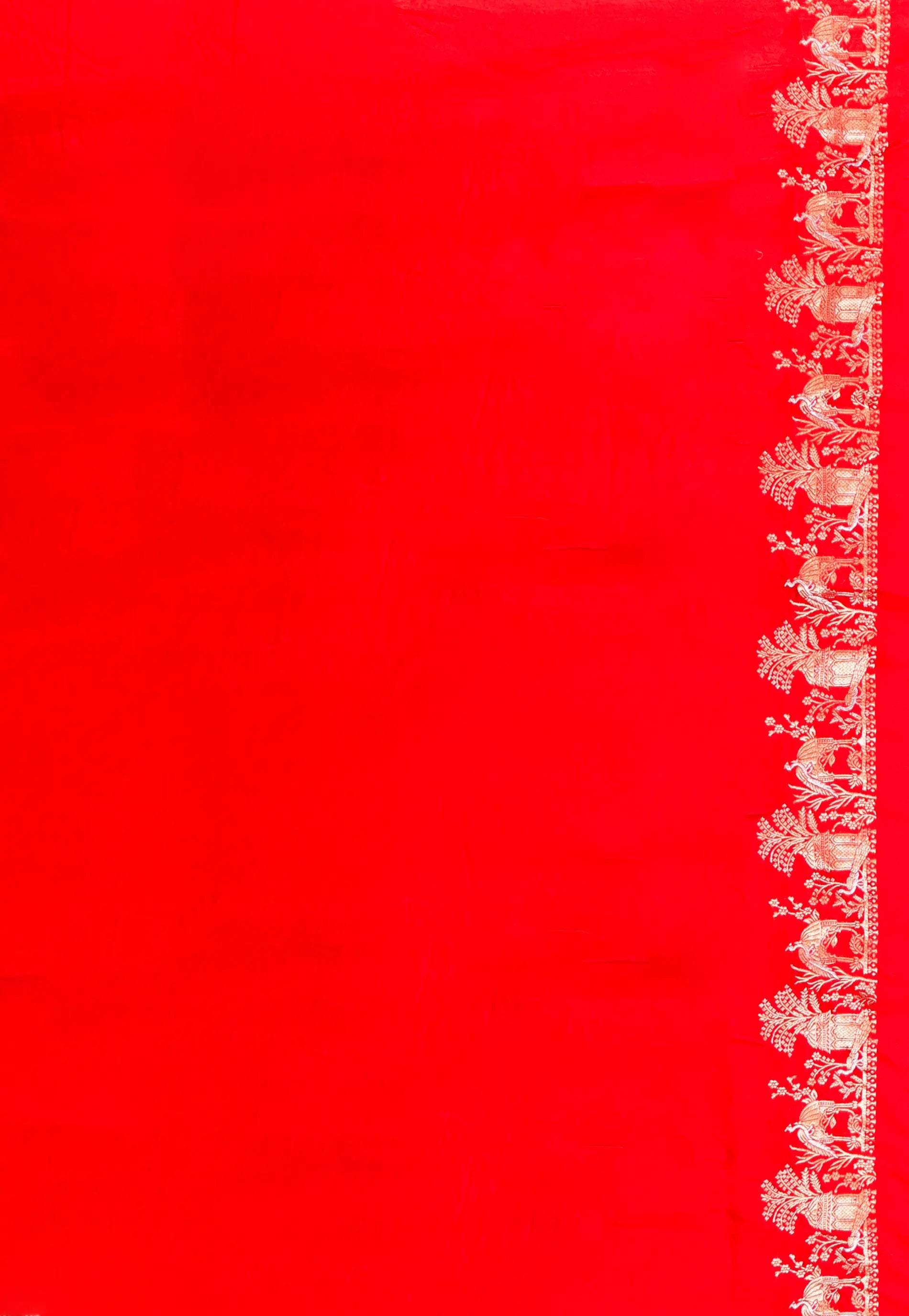 Red Mashru Silk Saree with Blouse Piece - Adi Akshoy & Co.