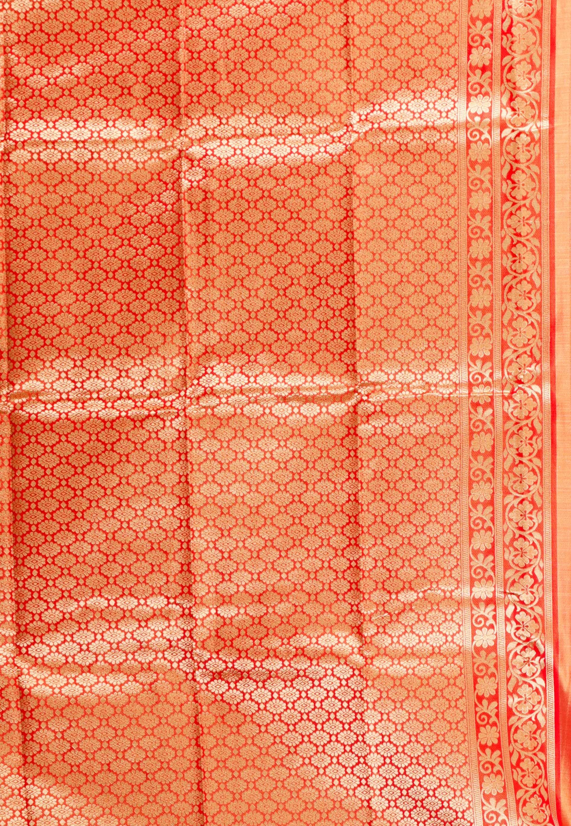 Beige with Red Border Tissue Kanjivaram Saree with Blouse Piece - Adi Akshoy & Co.