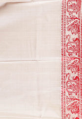 Light Grey Baluchari Pure Silk Saree with Blouse Piece - Adi Akshoy & Co.