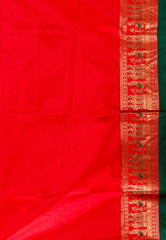 Bottle Green with Red Border Baluchari Silk Saree with Blouse Piece - Adi Akshoy & Co.