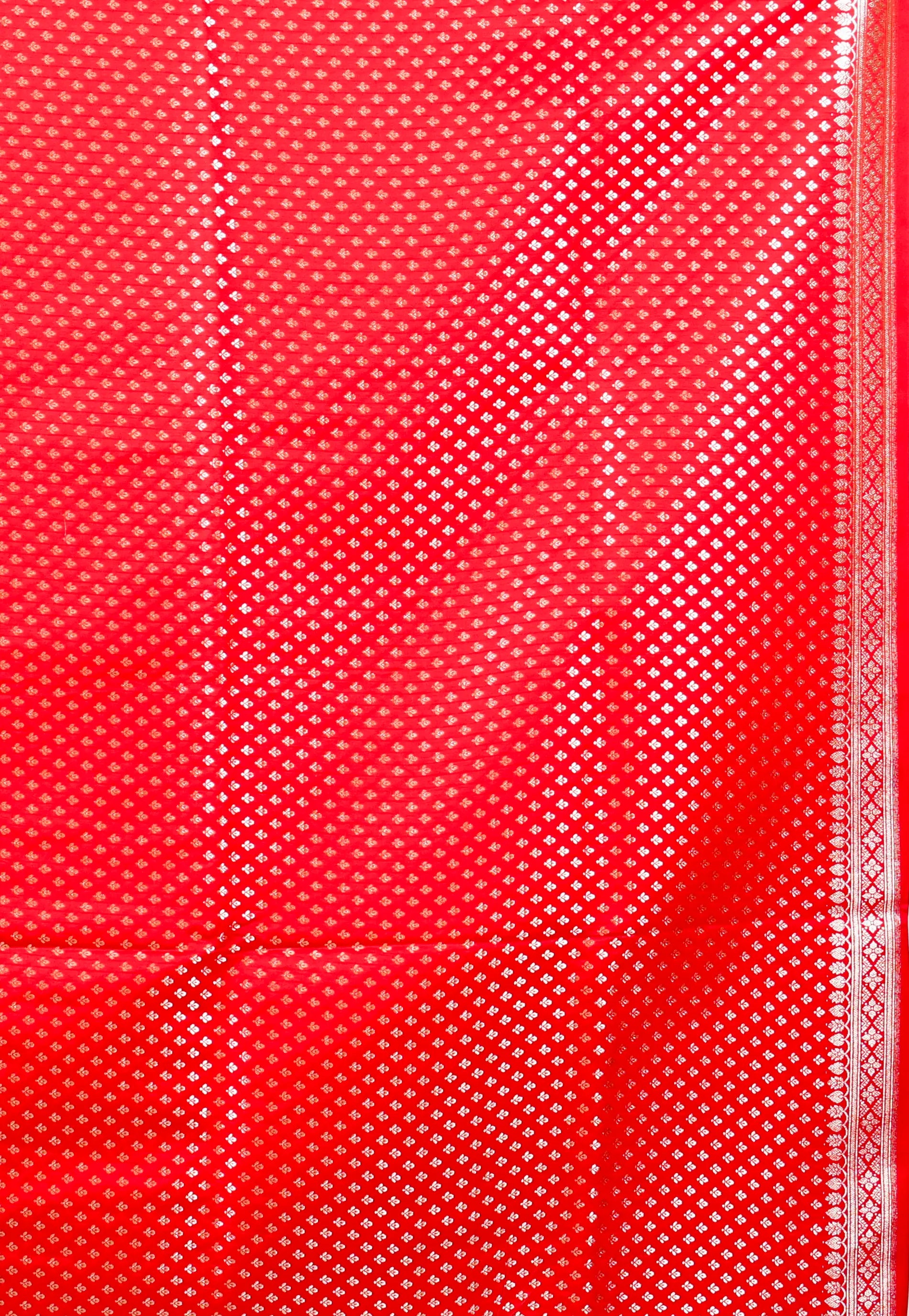 Red Wedding Banarasi Silk Saree with Blouse Piece