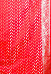 Red Wedding Banarasi Silk Saree with Blouse Piece