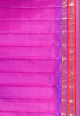 Beige with Purple Border Gadwal Pure Silk Saree With Blouse Piece