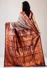 Grey Baluchari Silk Saree with Blouse Piece