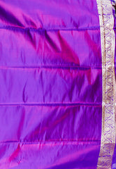 Purple Wedding Banarasi Pure Silk Saree with Blouse Piece