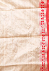 Tussar Colour Silk with Red Border Tussar with Blouse Piece - Adi Akshoy & Co.