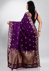 Purple Mashru Silk Saree with Blouse Piece