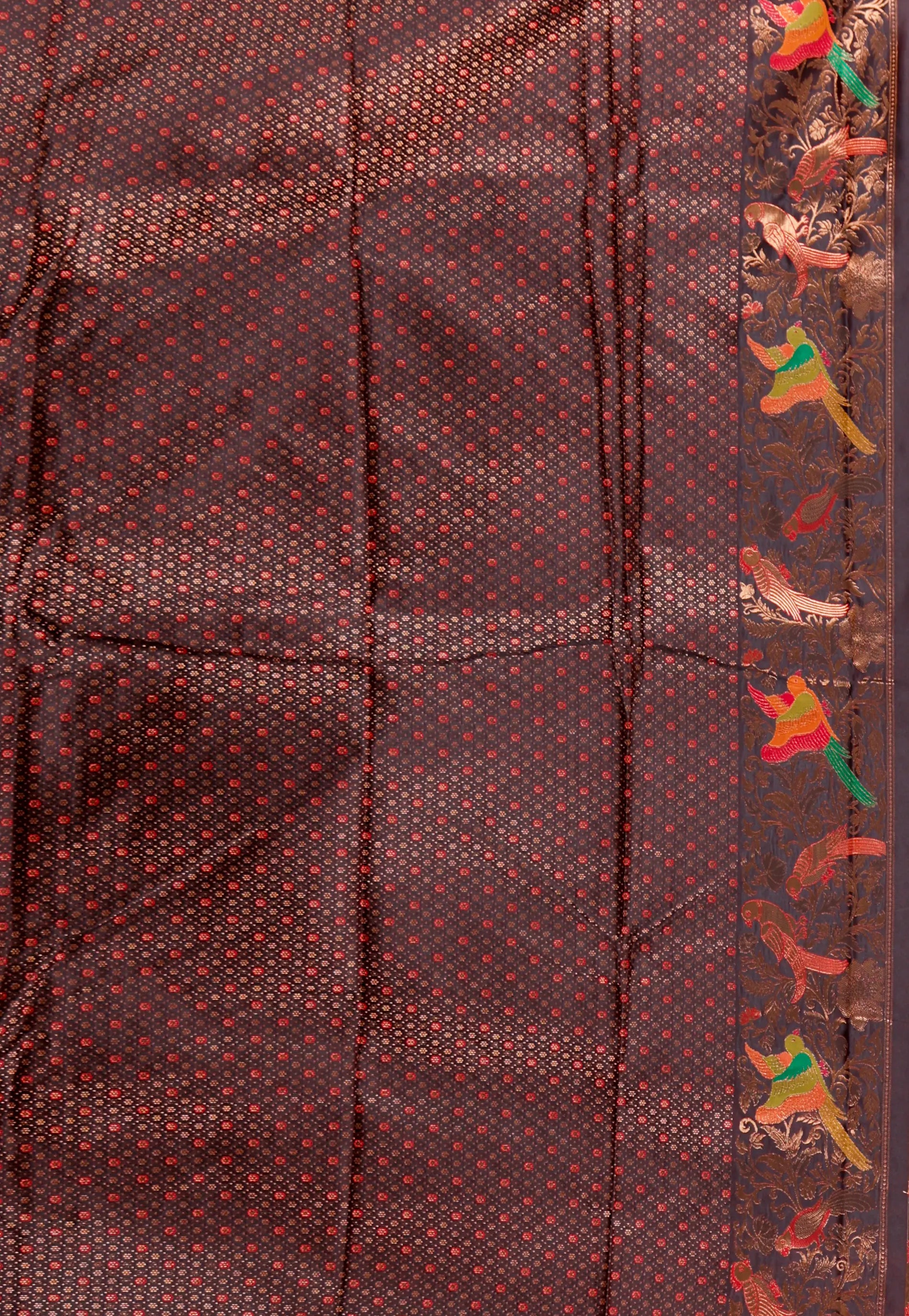 Dark Shades of Brown Mashru Silk Saree with blouse Piece