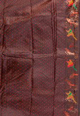 Dark Shades of Brown Mashru Silk Saree with blouse Piece