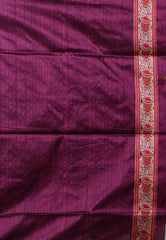 Purple with Red Border Tussar Silk Saree with Blouse Piece - Adi Akshoy & Co.